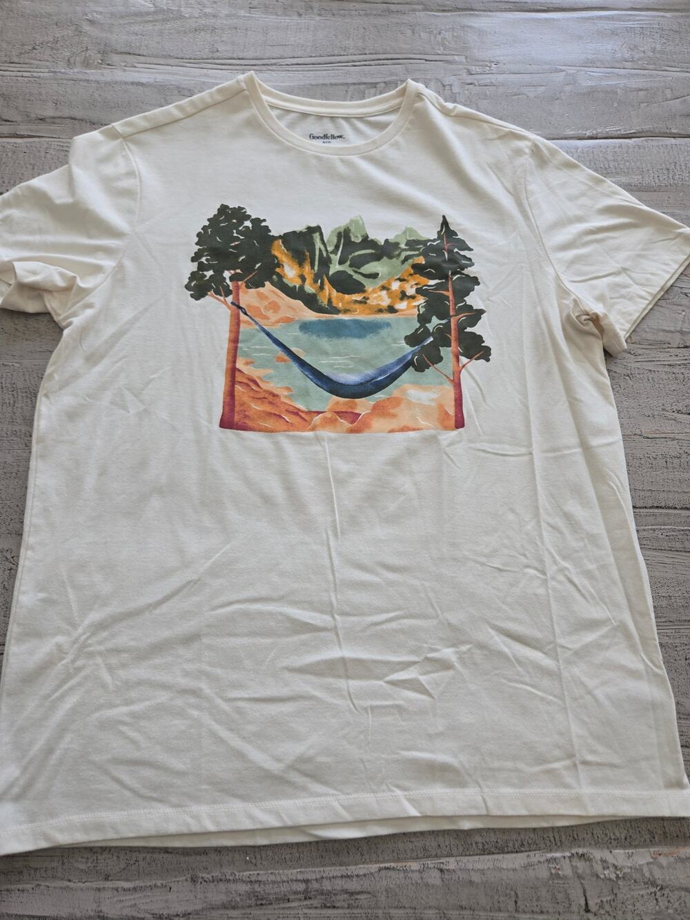 Goodfellow & Co Hammock Mountain Graphic T-Shirt Cream Men's Large